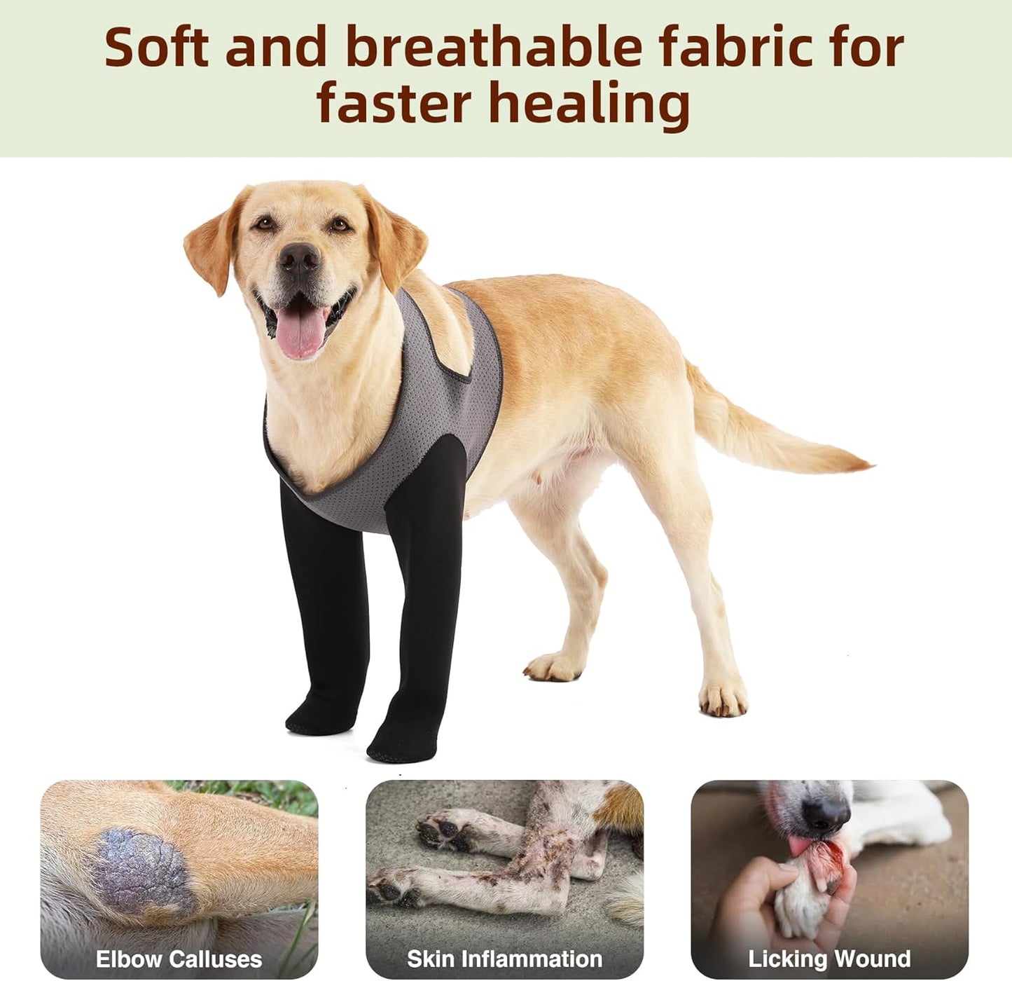 Dog Socks to Prevent Licking Paws ，Breathable Leg Sleeve to Stop Licking and Biting,Firm and Secure Protect Wounds Dog Recovery Sleeve Socks (2XLarge-Gray)