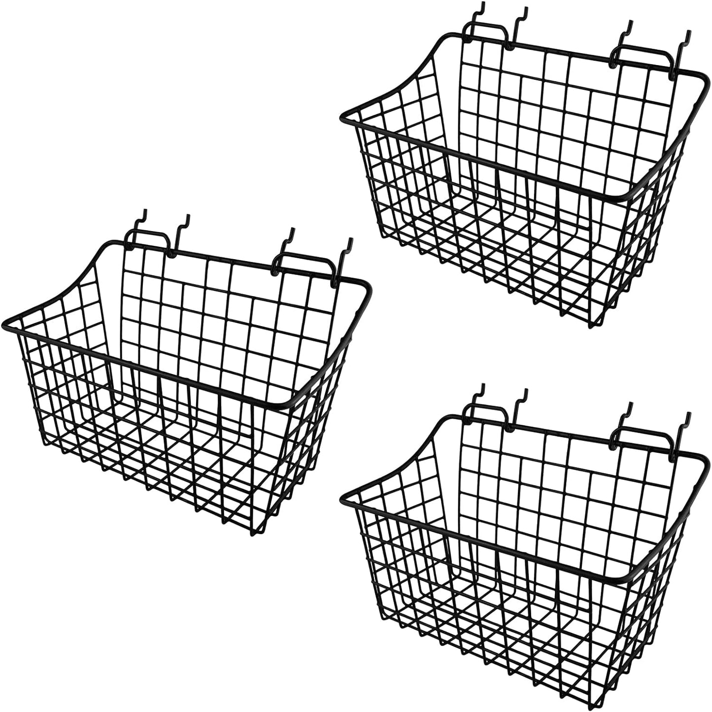 LIGHT DUST 3-Pack Pegboard Baskets with Hooks, Wall Organizer Hooks Assortment, Workbench Storage System for Hardware, Attachments, Accessories