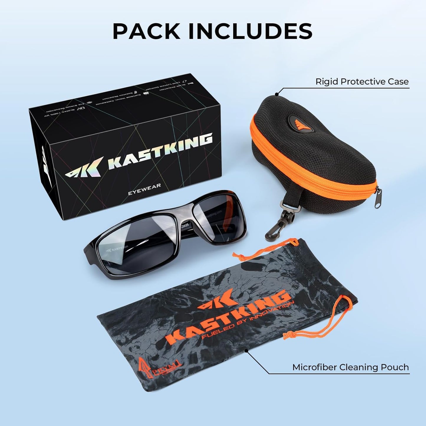 KastKing Kateel Sport Sunglasses, Full Wrap Design, PuriVex Protective Coating, Lightweight Grilamid Frame, UV Protection