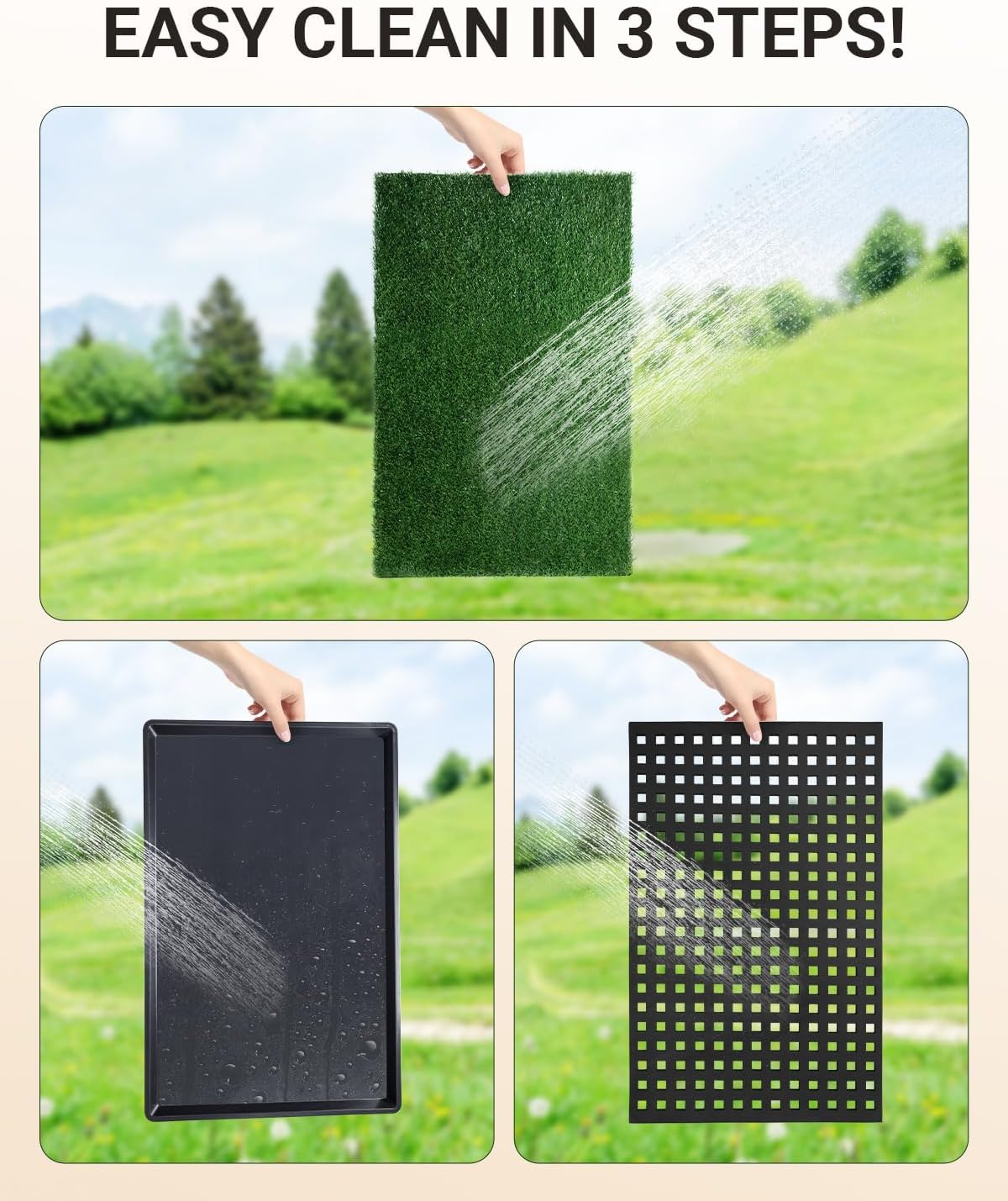 Dog Grass Mat with Tray, 34"x23" Artificial Grass Pee Pads for Dogs Turf Toilet, Reusable Potty Pads for Dogs with 6 Disposable Urine Mats, Indoor/Outdoor Toilet Training EVA Waterproof Base XL