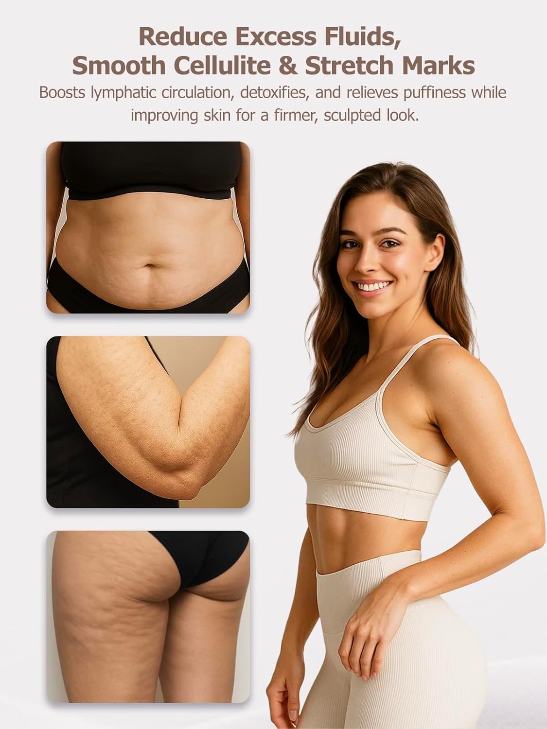 DiDEER Lymphatic Drainage Massager & Anti Cellulite Massage Tool, for Legs, Arms & Belly, Body,Helps Reduce Stretch Marks & Cellulite,with Microcurrent, Light Heat & Vibration