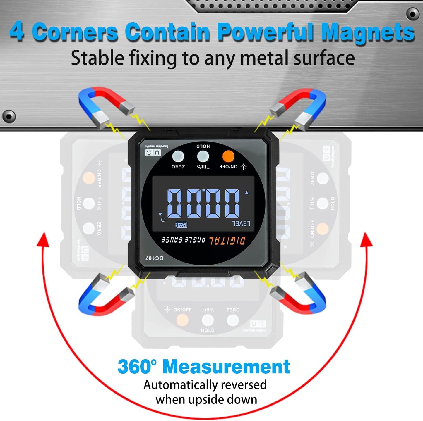 Digital Angle Finder with Electronic Laser - 4-side Strong Magnetic Angle Gauge, Cube Inclinometer with Backlight, Table Saw Miter Protractor, Woodworking Measuring Tool, Level Box for Hanging