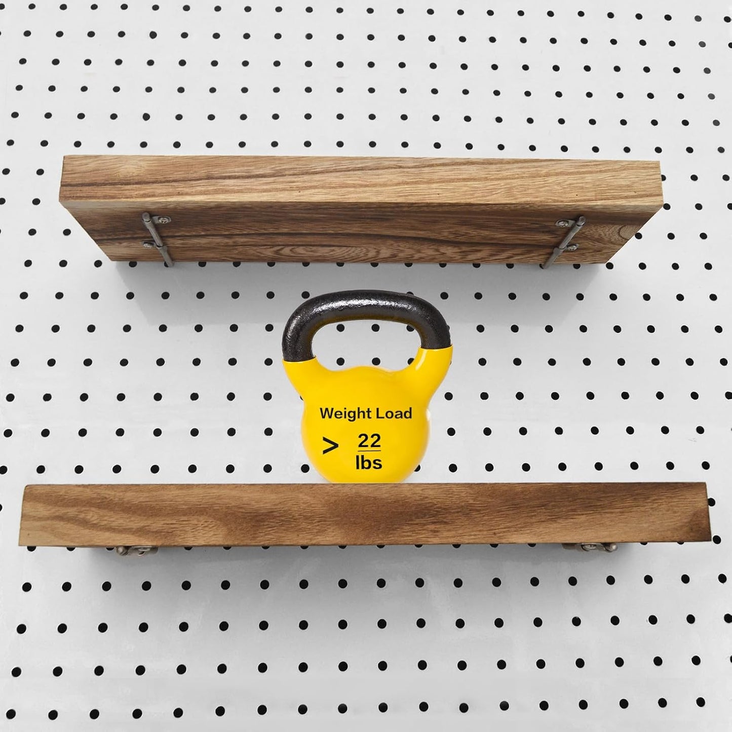 Wood Pegboard Shelves with Lip, 14" x 4" Peg Board Racks 3Pack Wall Organizer Shelf, 1/4 inch Heavy Duty Metal Brackets Fit All Pegboards, Display Craft Garage Workbench Office Shelving Accessories