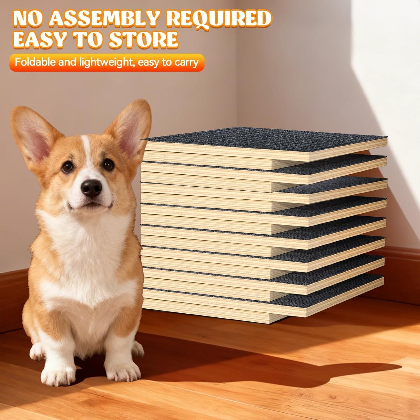 TNELTUEB 4 Pack Upgraded Dog Ramps for Stairs, Adjustable Stair ramp for Dogs,Portable Dog Stairs with Mat for Small Dogs and Cats, Non-Slip Pet Steps for Elderly or Injured Pets