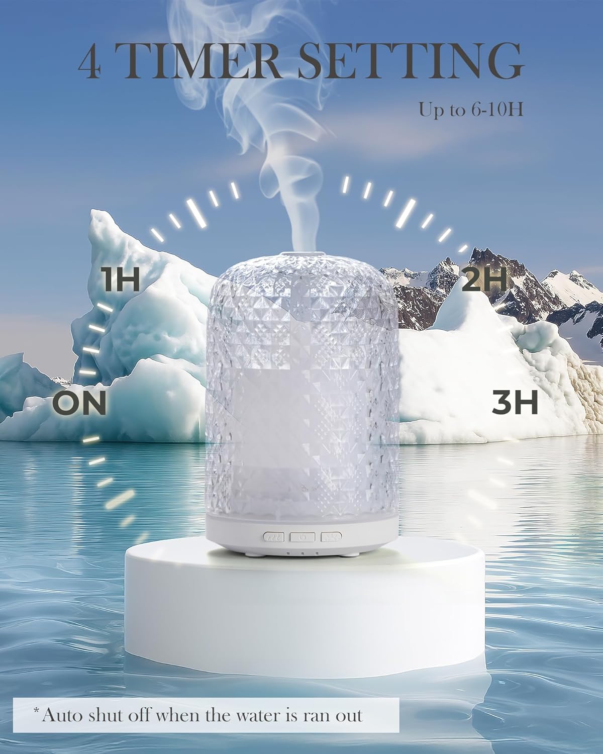 Essential Oil Diffuser - 2.4MHz Ultrasonic Glass Diffuser for Home, 120ml, Pulse&Continuous Mist, Bright/Dim/Breathing Lighting, Waterless Auto-Off, Aromatherapy Diffuser with USB Cable