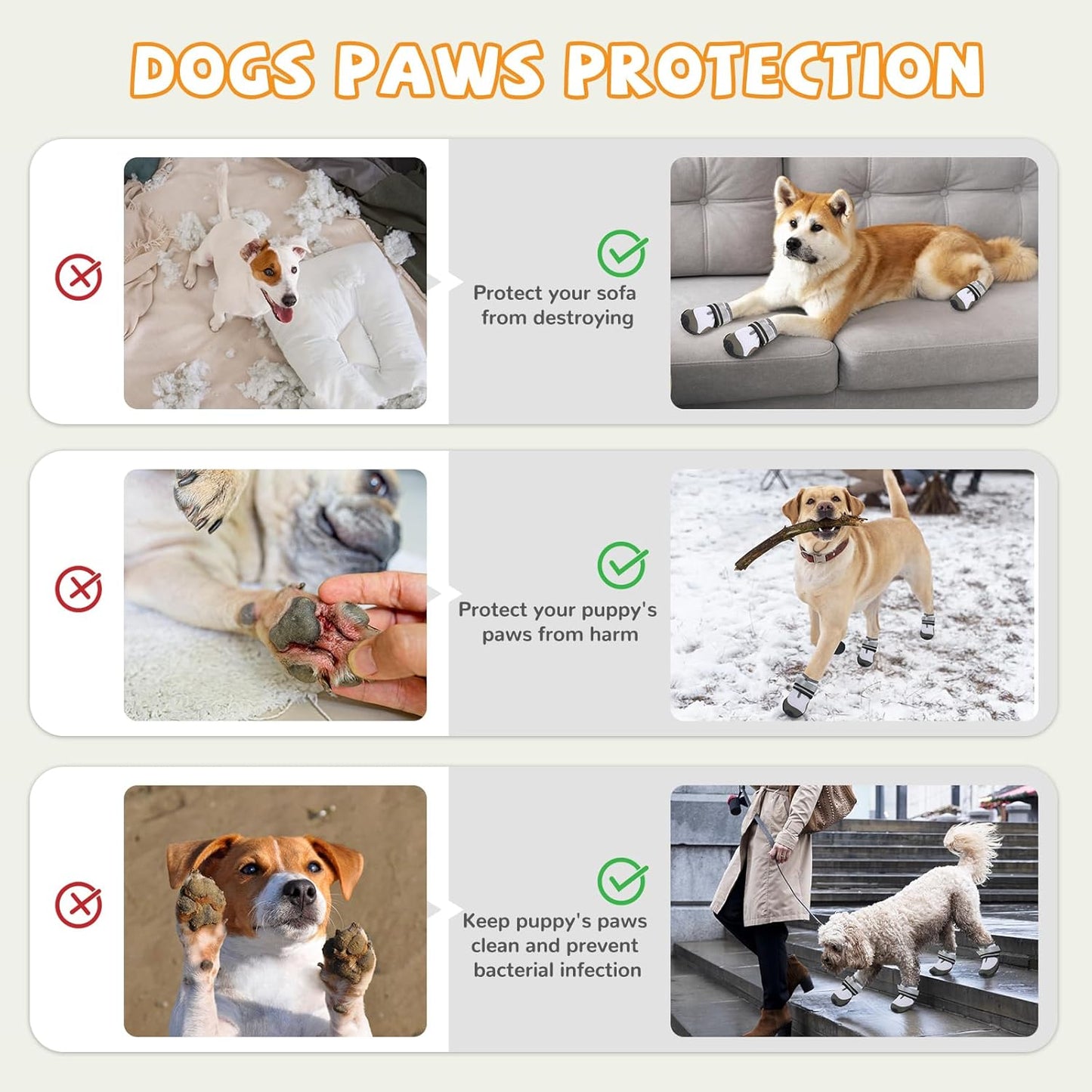 Dog Shoes for Large Small Medium Dogs, Dog Boots & Paw Protectors to Prevent Licking, Anti-Slip Dog Booties with Reflective for Hot Pavement, Outdoor Hiking, Hardwood Floors, Winter Snow (Size 8)