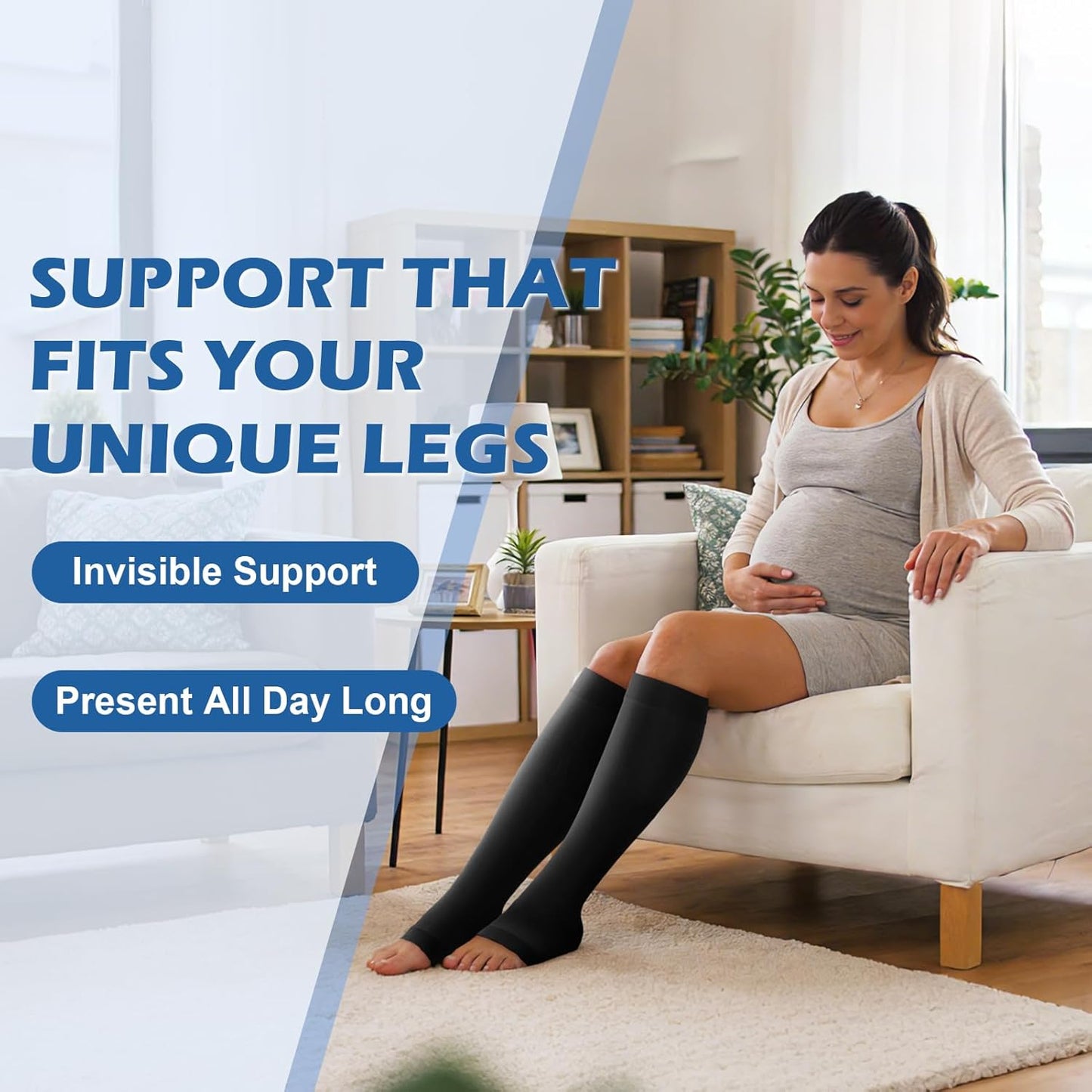 Beister Medical Open Toe Knee High Calf Compression Socks for Women & Men, Firm 20-30 mmHg Graduated Support Hosiery for Varicose Veins, Edema, Flight, Pregnancy （A Pair）