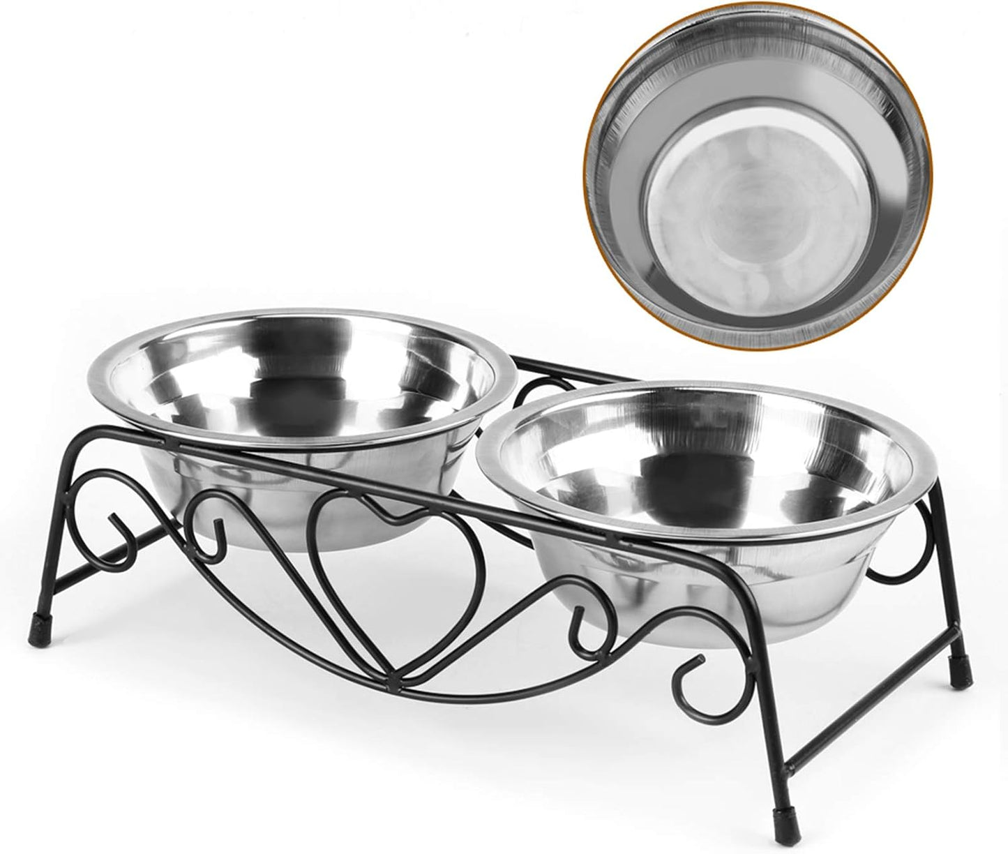 Double Dog Bowls Elevated, 26×14×8.5cm Elevated Dog Bowls with Stand, Stainless Steel Raised Dogs Bowl, for 20-28cm Shoulder Height Pets