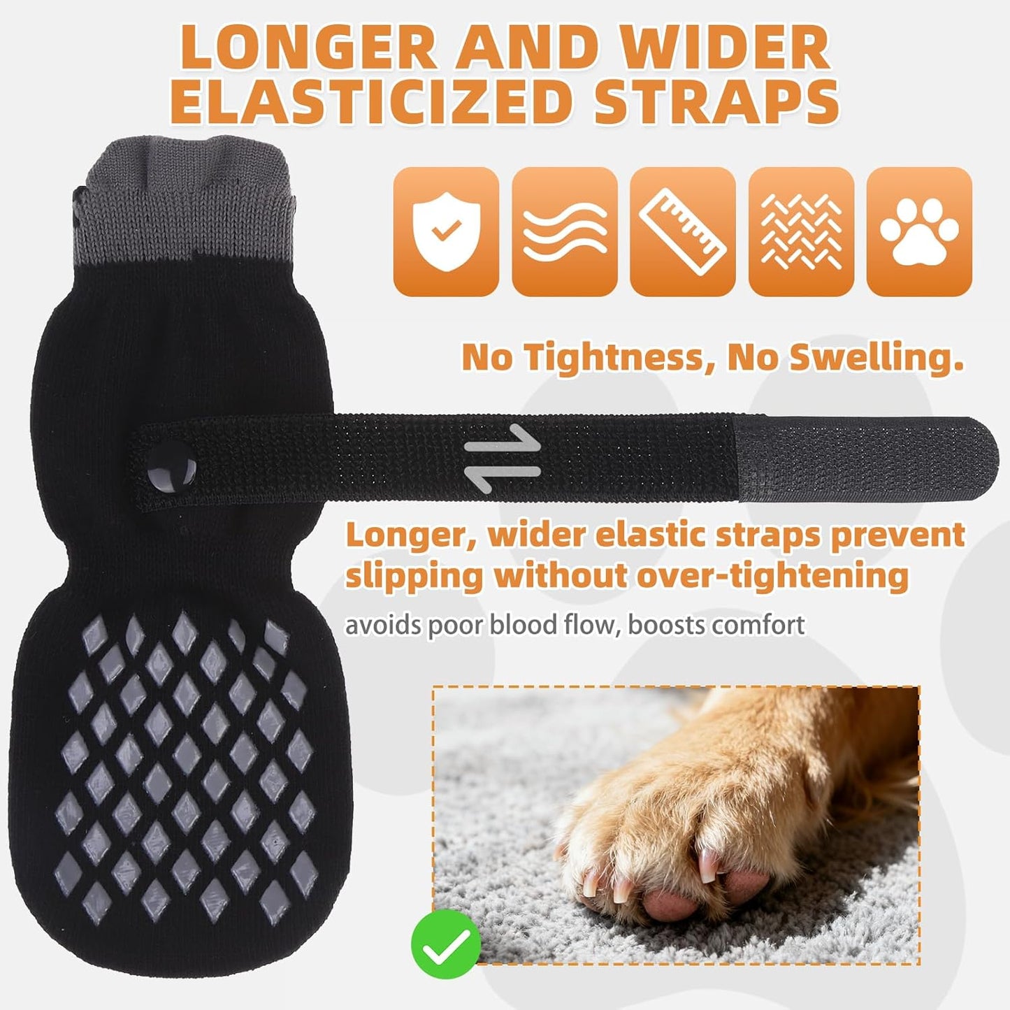KOOLTAIL Anti Slip Dog Socks Booties to Prevent Licking Paws Scratching, Pet Boots&Paw Protector for Hardwood Floors, Dog Shoes for Winter, Traction Control Grip Socks for Small Medium Large Dogs M