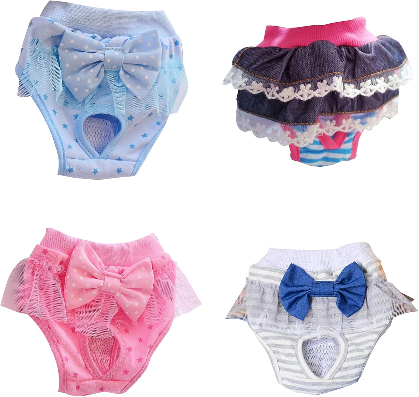 Dog Diaper Sanitary Panties for Girl Female Pet Physiological Pantie for Small Pet Kitten Jumpsuits Briefs Short Diapers Diapers Washable