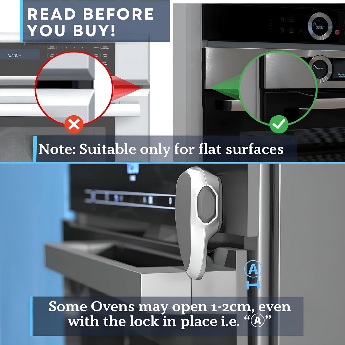 Oven Lock Child Safety, 1 Pack, Oven Door Lock Child Safety, Oven Baby Proofing, Heat-Resistant, Durable & Easy to Install Oven Safety Locks for Toddlers, Baby Proof Oven (White)