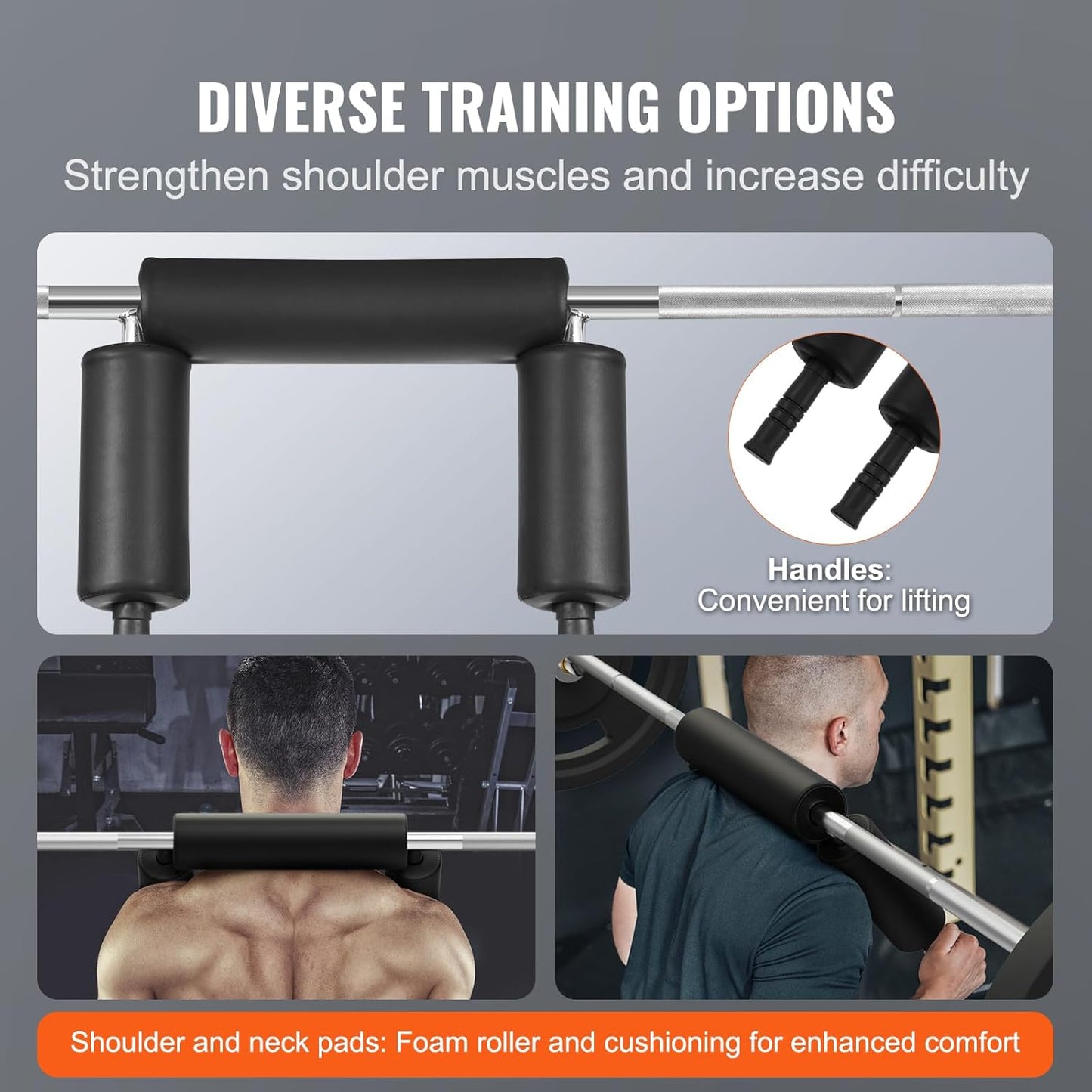 VEVOR Safety Squat Bar, 700 & 1500 LBS, Plus 500 LBS Hex Barbell Trap Bar, Ideal for Squats, Deadlifts, Lunges, Rehab