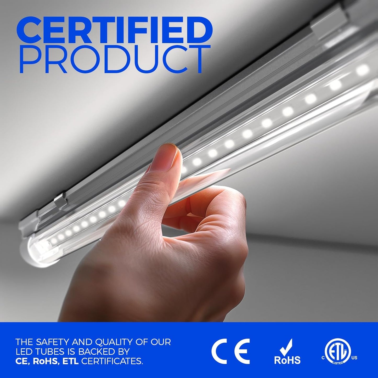 Barrina T8 LED Shop Light 4FT, 40W 5500LM 5000K, Clear Cover, Garage Lights Ceiling, V-Shape LED Light Fixture, Work Shop Lights for Garage, Warehouse, Basement, ETL Listed, 2 Packs