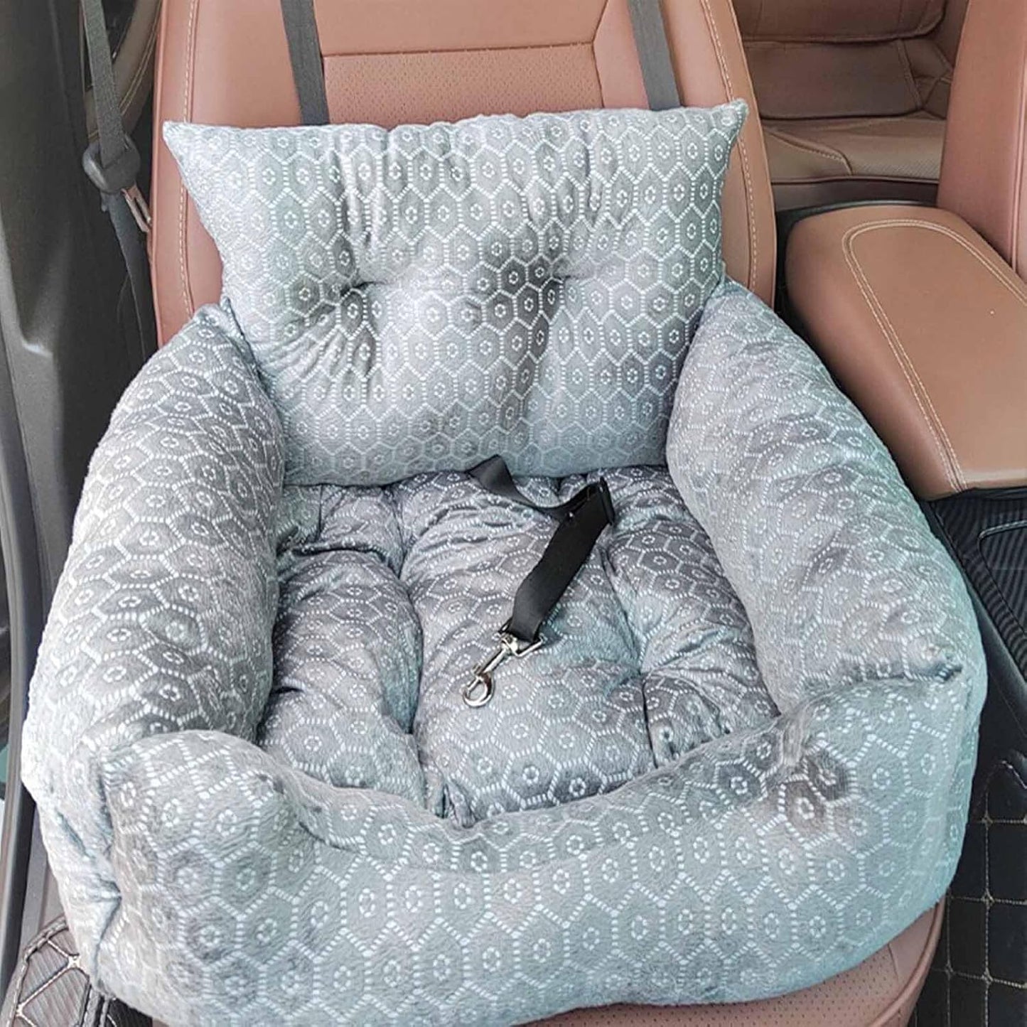 Dog Bed, Removable and Washable car Litter pet cat and Dog car Sofa Litter Suitable for Travelling. (Grey (Non-Removable))