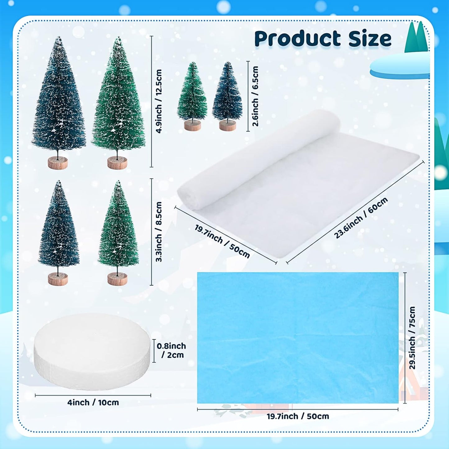 19 Pcs Arctic Animals Figurines Set Polar Animal Figurine Polar Bear Penguin Figurines Winter Animal Toy Figures Pine Trees Artic Diorama Supplies for School Project Sensory Bin Filler DIY Craft Gifts