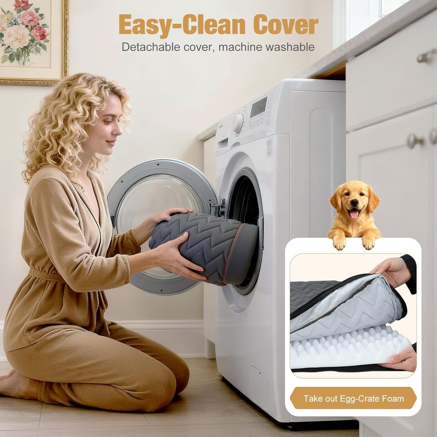 Lekereise Soft Dog Car Mat for Hard Bottom Seat Extender 53.9 x 18.1 inch- Waterproof Washable Dog Car Mat, Orthopedic Egg-Crate Foam Pet Bed, Fits Most Hard Bottom Dog Car Beds/SUVs/Trucks-Grey