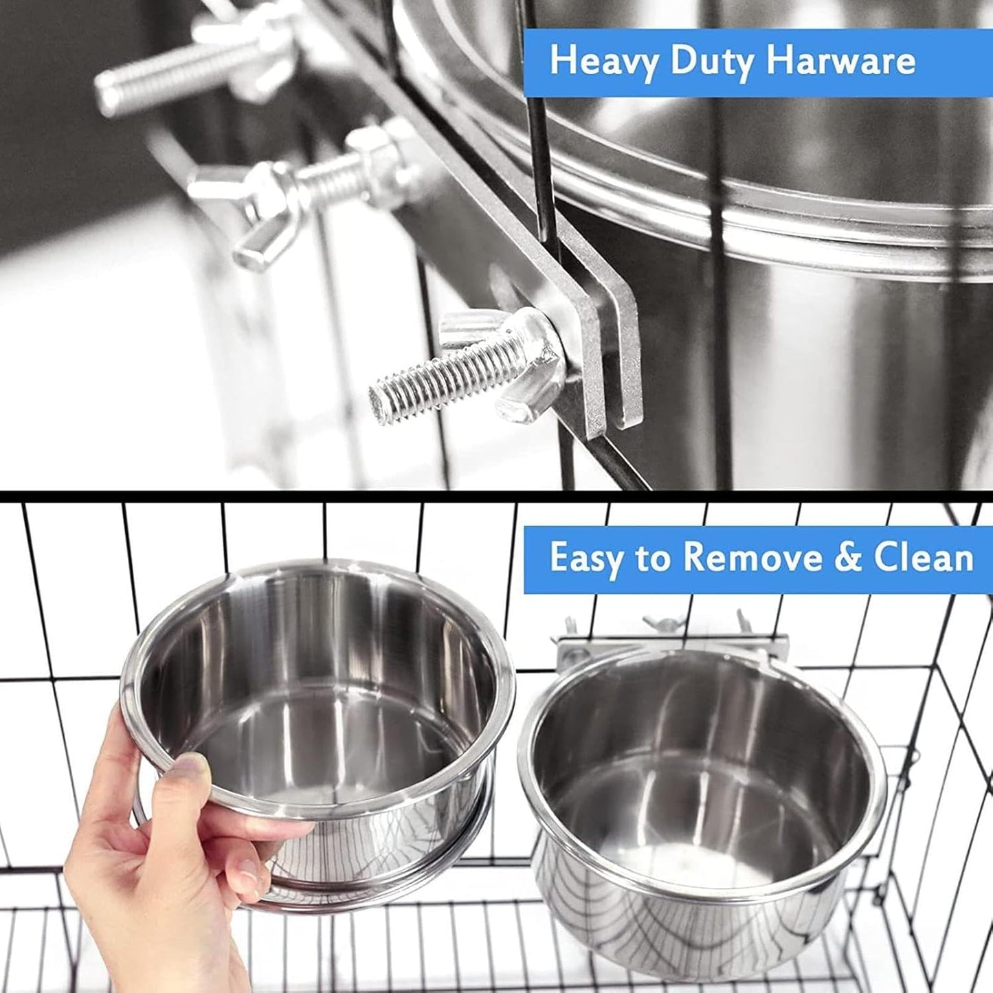 Outdoor Dog Bowl - Stainless Steel Dog Water Bowl | Pets Feeder Small Animal Cup, Wall Mounted Comfort Feeding Bowls for Kennel Crate Cage