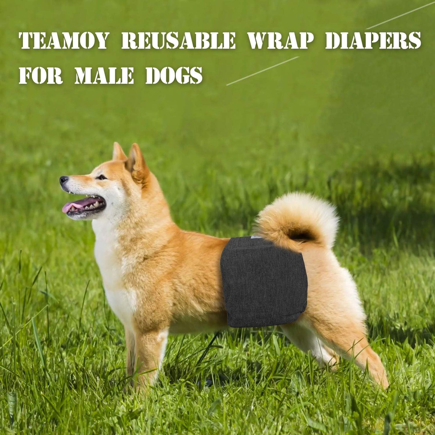 Teamoy 3pcs Reusable Wrap Diapers for Male Dogs, Washable Puppy Belly Band (2XL, 29"-34" Waist, Black+ Gray+ Blue)