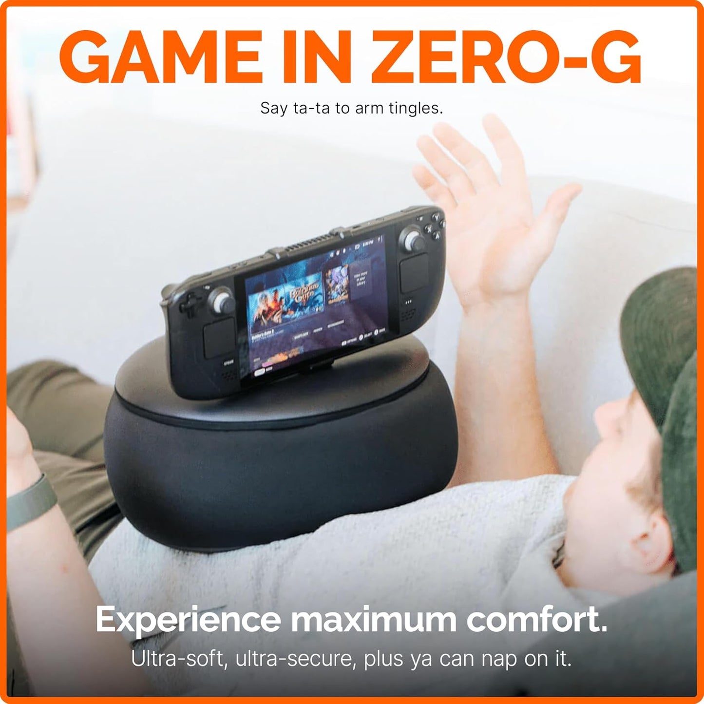 Mechanism Gaming Pillow for Steam Deck OLED & LCD | Experience Zero Gravity Gaming with Our LCD & OLED Steam Deck Accessories | Ridiculously Soft Machine Washable Pillow for Gamers (Steamdeck Grip)