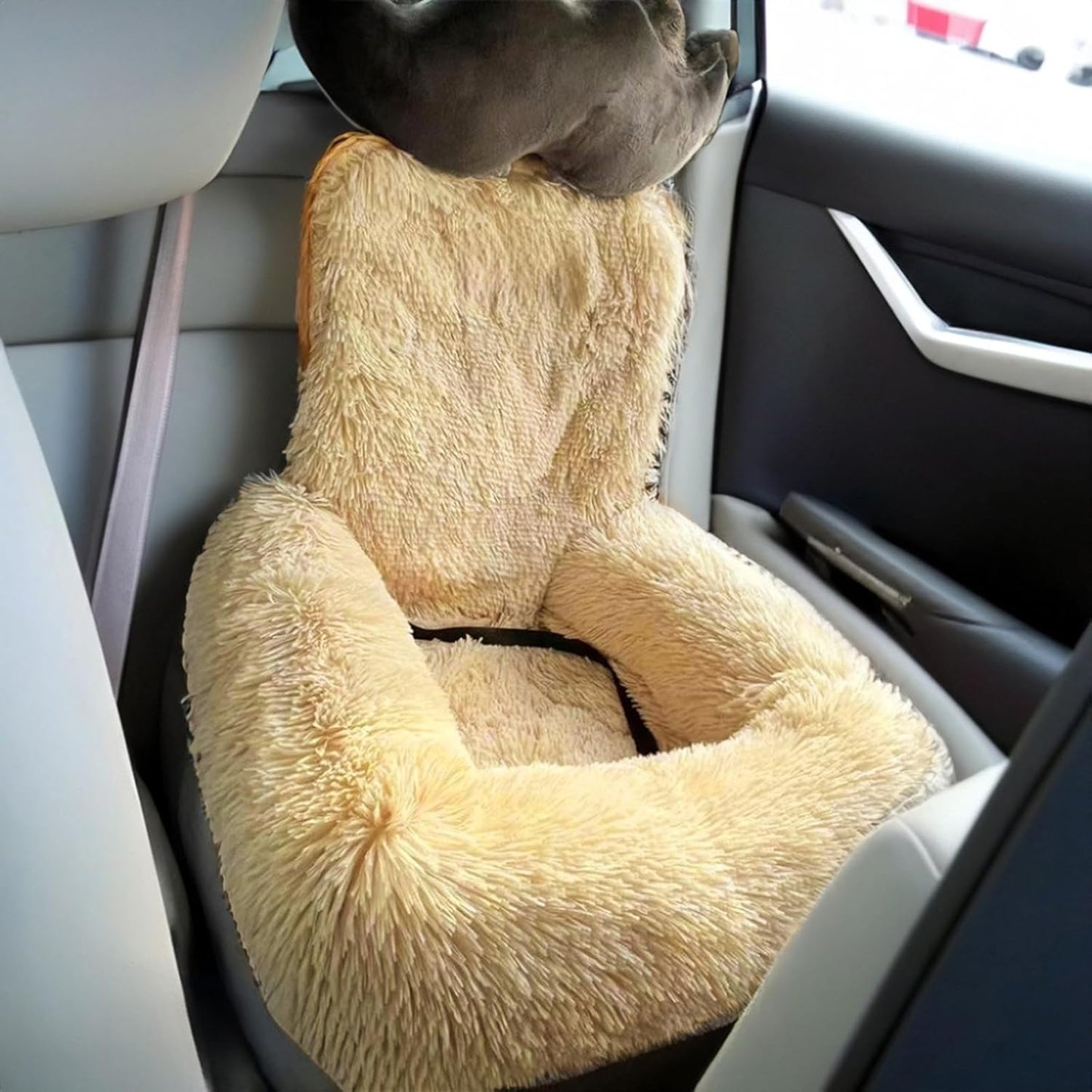 Multipurpose Dog Bed for Car Ride and Home Indoor Warm Pet Cushion Removable Cover Carseat Cushion for Road Trips Use Car Dog Bed for Travel
