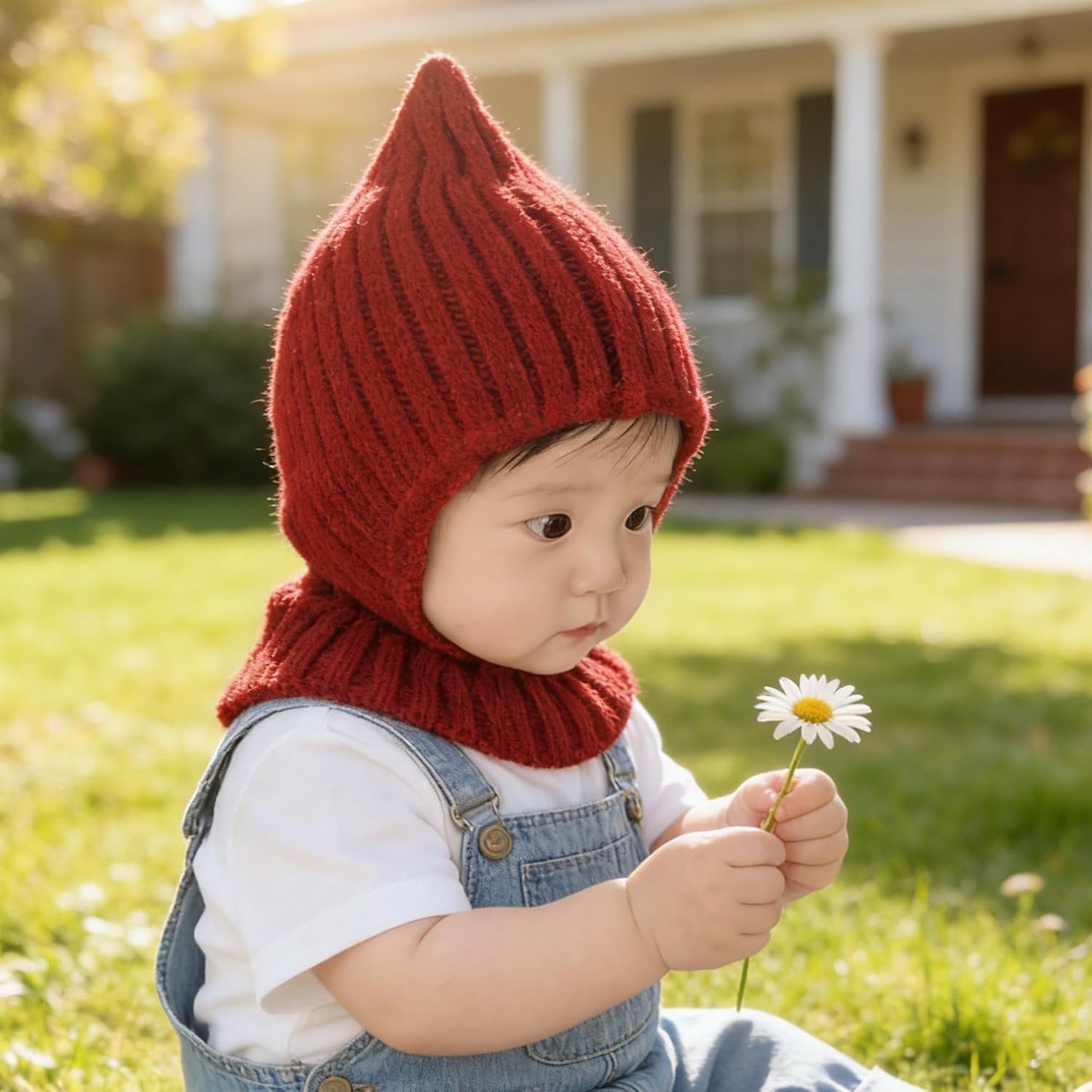 Infant Red Earflap Balaclava Beanie Hats Outdoor Cold Weather Ear Neck Protection Winter Warm 6-24 M Toddler