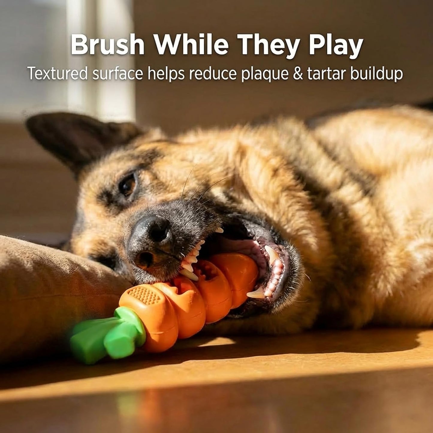 Tough Dog Toys for Aggressive Chewers Medium to Large Breed, Indestructible 7" Nylon & Rubber Carrot, Bacon Flavored Dental Chew Toy for Boredom, Easter Basket Stuffers for Dogs (20-70 lbs)