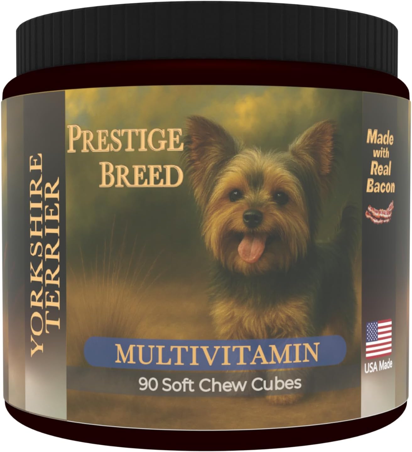 Multivitamins, Balanced Nutrition for Your Yorkie, 90 Count, Made in The USA with Real Bacon