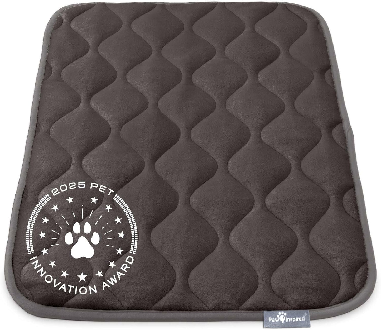 Paw Inspired Washable Padded Crate Mats for Dogs | 29” x 18” Pad, Fits 30-inch Kennels | Leakproof, Waterproof Bottom, Plush Pet Beds (Gray)
