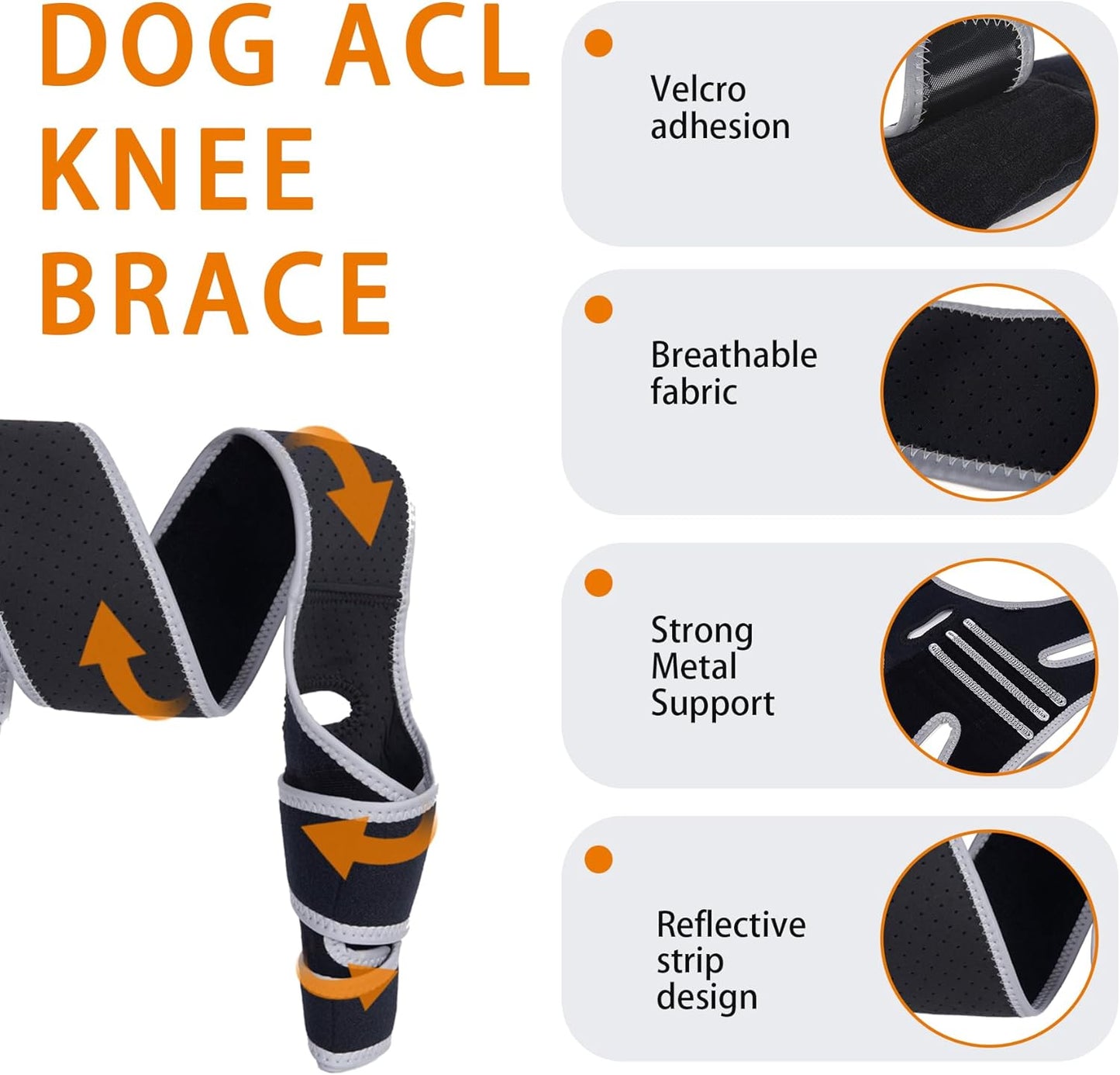 Dog Knee Brace for Torn ACL, CCL – Hind/Back Leg Support with Harness & Anti-Slip Straps – Adjustable Fit, Soft & Breathable, Post Surgery & Injury Recovery Hand Washable S