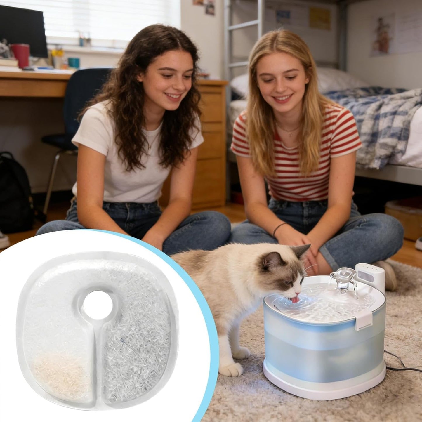 Triple Filtration Replacement - Purified Cat Fountain, Water Filter with Activated Carbon, Pet Dispenser with 12 Pack, Dog Accessories Ceramic Compatible, Health Promotion for Indoor Daily