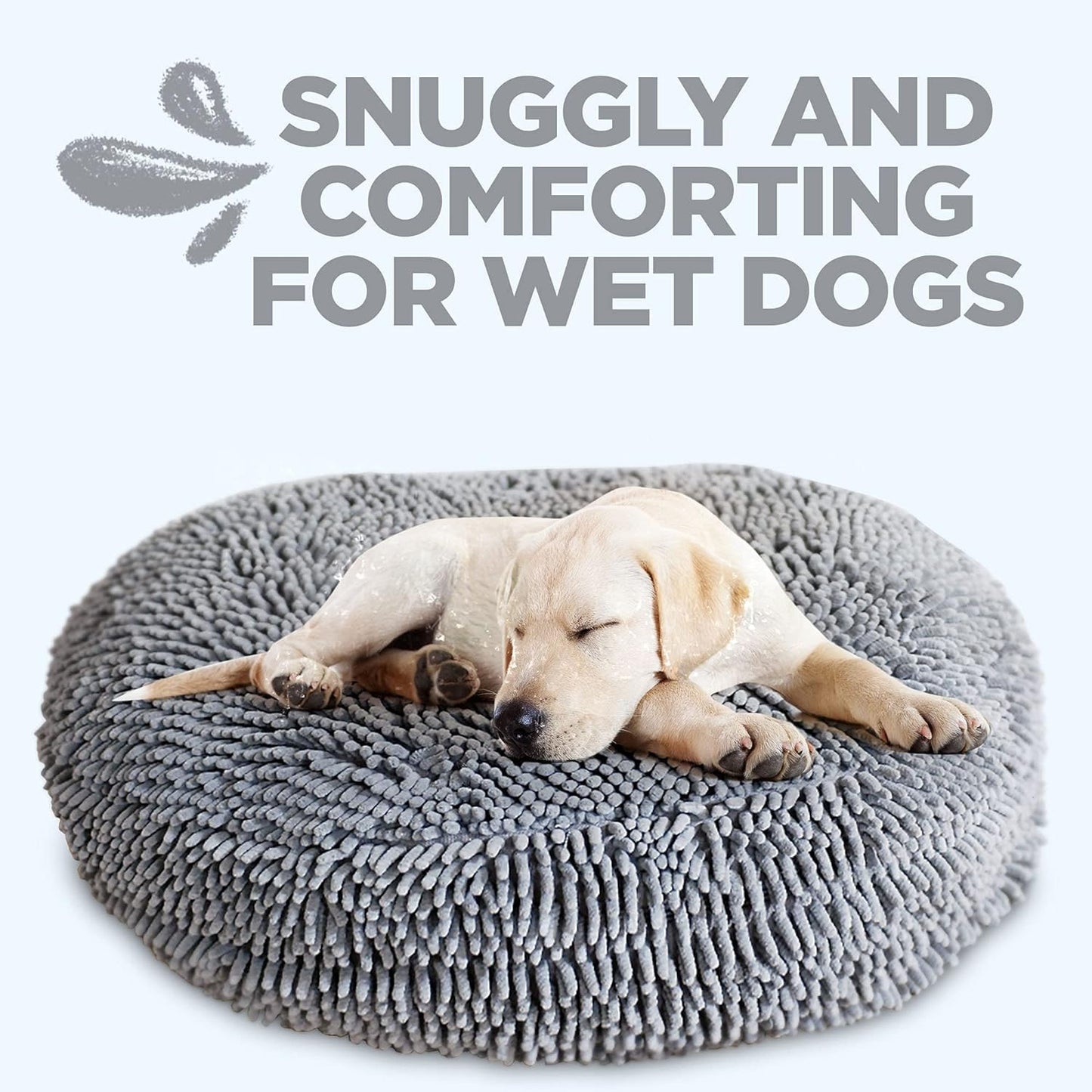 Soggy Doggy Super Snoozer Dog Bed - Microfiber Chenille Round Bed for Dogs - Moisture Wicking Comfort - Removable Washable Cover (Gray, Extra-Large 42”x42”x7”)