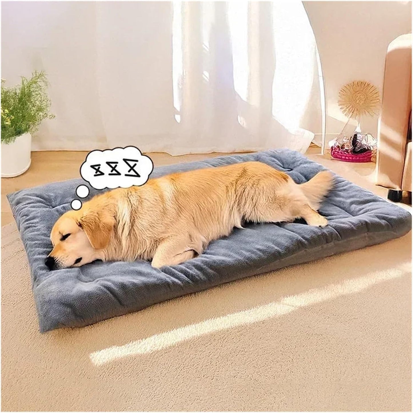 Plush Warm Dog Bed Sofa Thickened Super Soft Polyester Pet Mat Crate Mats for Small Medium Large Dogs Winter Pet Bed Supplies(Camel)
