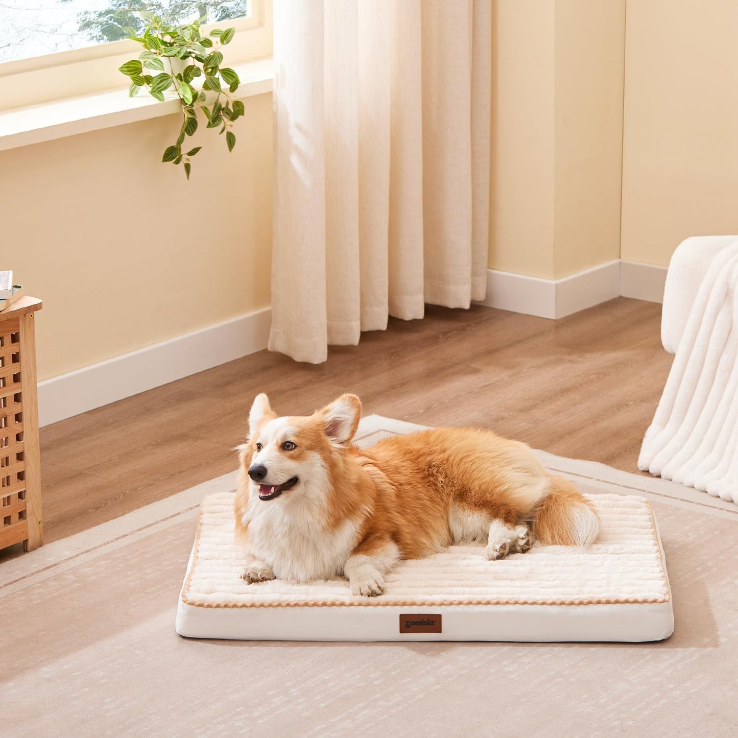 Orthopedic Dog Crate Bed for Large Sized Dog - Waterproof Puppy Bed for 36 Inch Kennel with Removable Washable Corduroy Cover, Support with Egg Crate Foam Filling, Grey