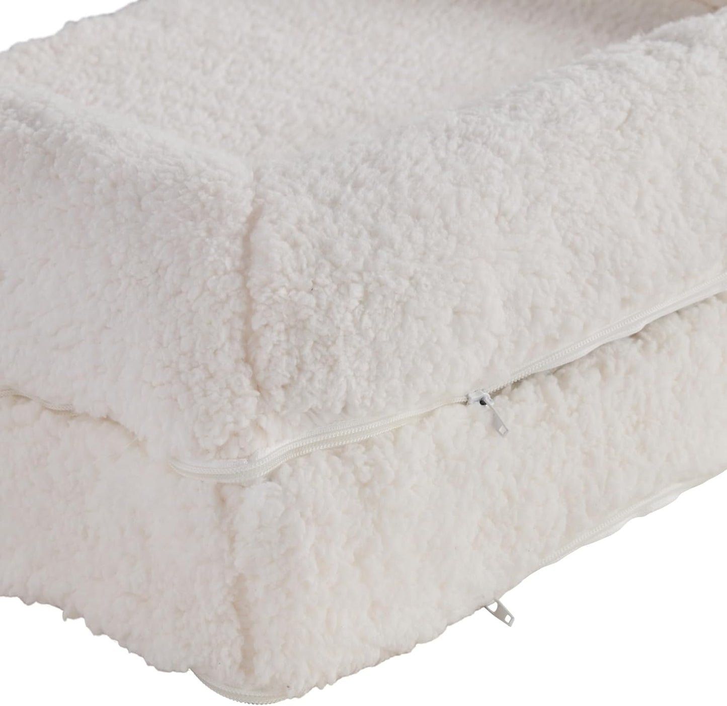 Molly Cozy Sherpa Sofa Style Dog Bed with Removable Cover - Medium (29" x 20") - Snow