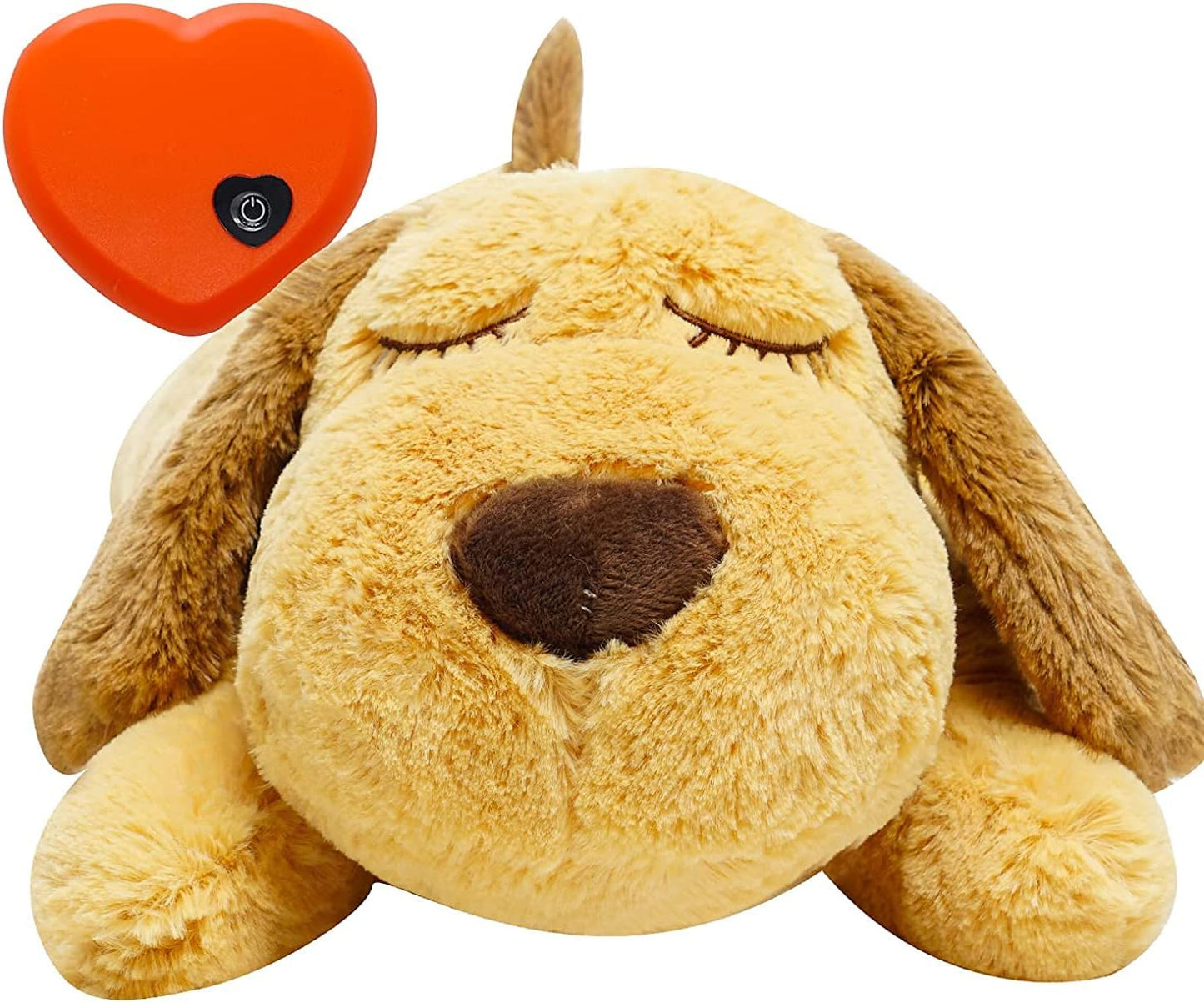 HonourHope Dog Heartbeat Toy (Dog Yellow, Medium) - Plush Pet Calming Toy with Simulated Heartbeat and Heat for Anxiety Relief, Behavioral Training Aid for Puppy Dog Cat