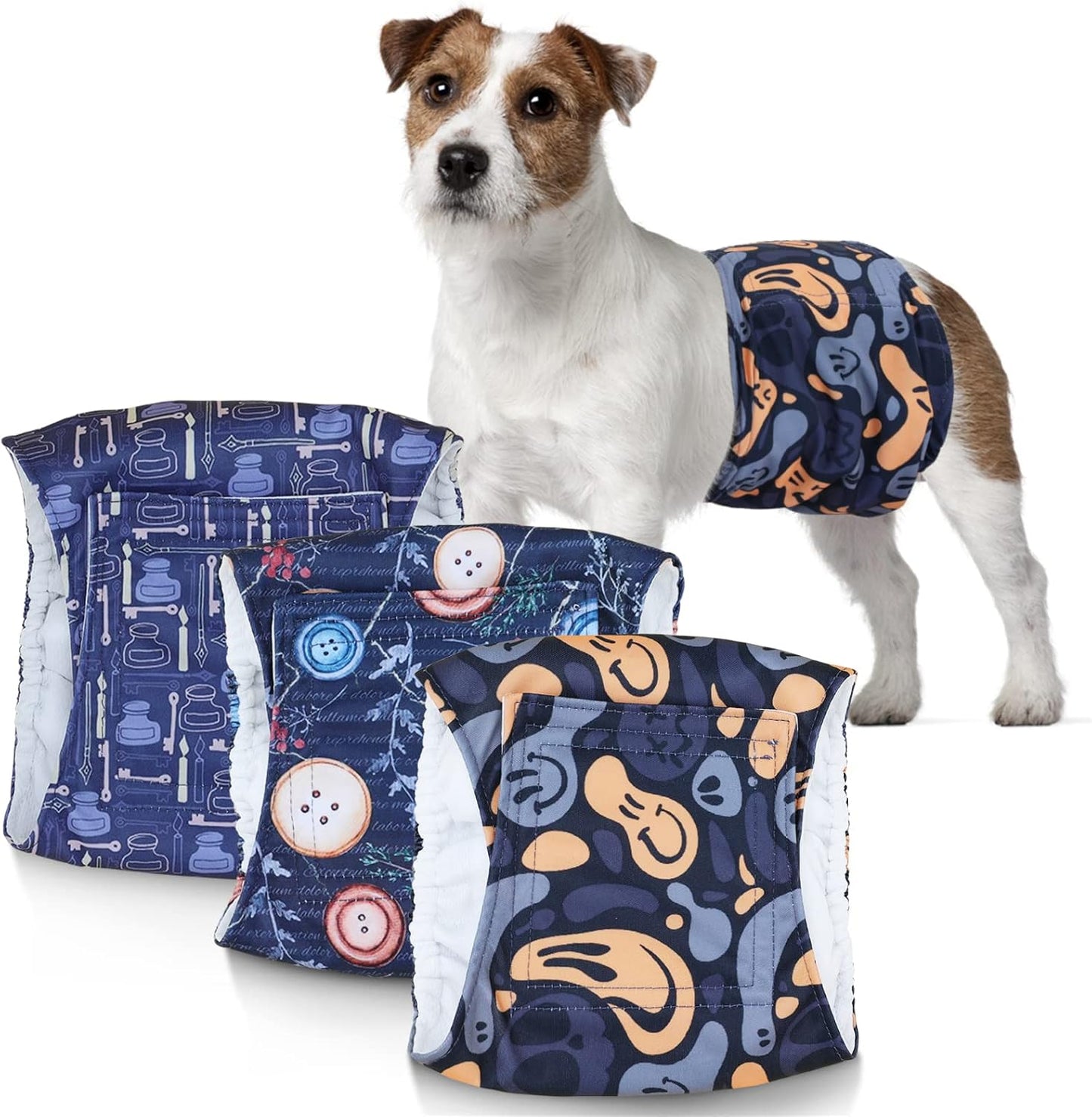 TDIAPERS Washable Belly Bands for Male Dogs,Pack of 3 Premium Male Dog Diapers, Reusable Dog Belly Wrap, X-Small