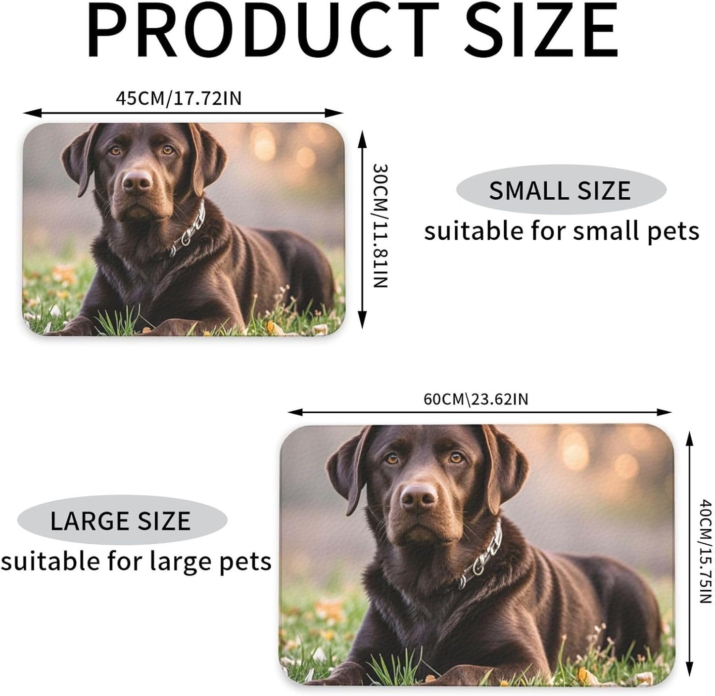 Pet Feeding Mat Leather Dog Food Mat Waterproof Pet Tablecloth Brown Labrador Retriever Pet Placemat for Dogs Absorbent Dog Bowl Mat Anti-Slip Dogs Mats for Food and Water