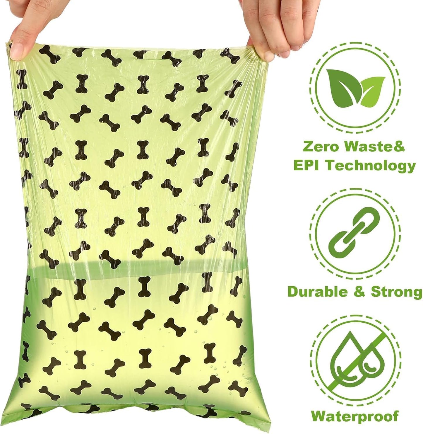 150 Dog Poop Bags w/FREE Dispenser & Hands-Free Bag Holder | Lavender Scented | Leak-Proof | Extra Thick | 13"x9" Biodegradable Waste Bags for All Dogs | Eco-Friendly!