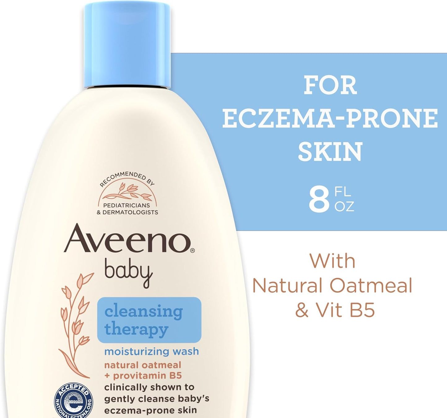 Aveeno Baby Cleansing Therapy Moisturizing Baby Body Wash with Natural Oatmeal & ProVitamin B5, Gentle Tear-Free Baby Bath Wash for Sensitive & Eczema-Prone Skin, Hypoallergenic, 8 oz
