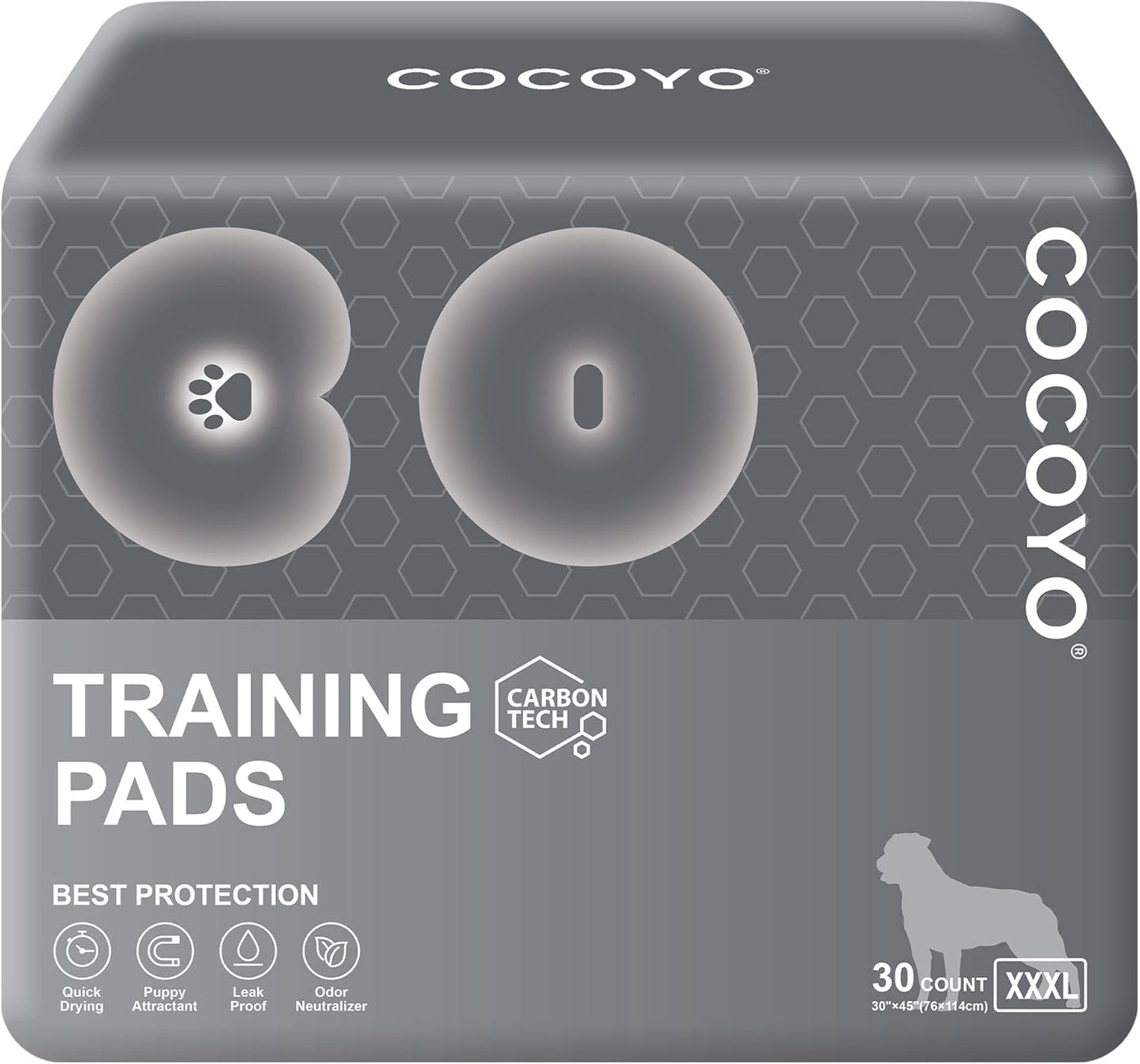 COCOYO Charcoal Dog Pee Pads Extra Large 35“x40”,Dog Training Pads Giant Size, Disposable Urine Bed Pads for Odor-Control, Training Liners for Housebreaking (30 Counts)