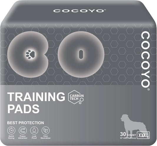 COCOYO Charcoal Dog Pee Pads Extra Large 35“x40”,Dog Training Pads Giant Size, Disposable Urine Bed Pads for Odor-Control, Training Liners for Housebreaking (30 Counts)
