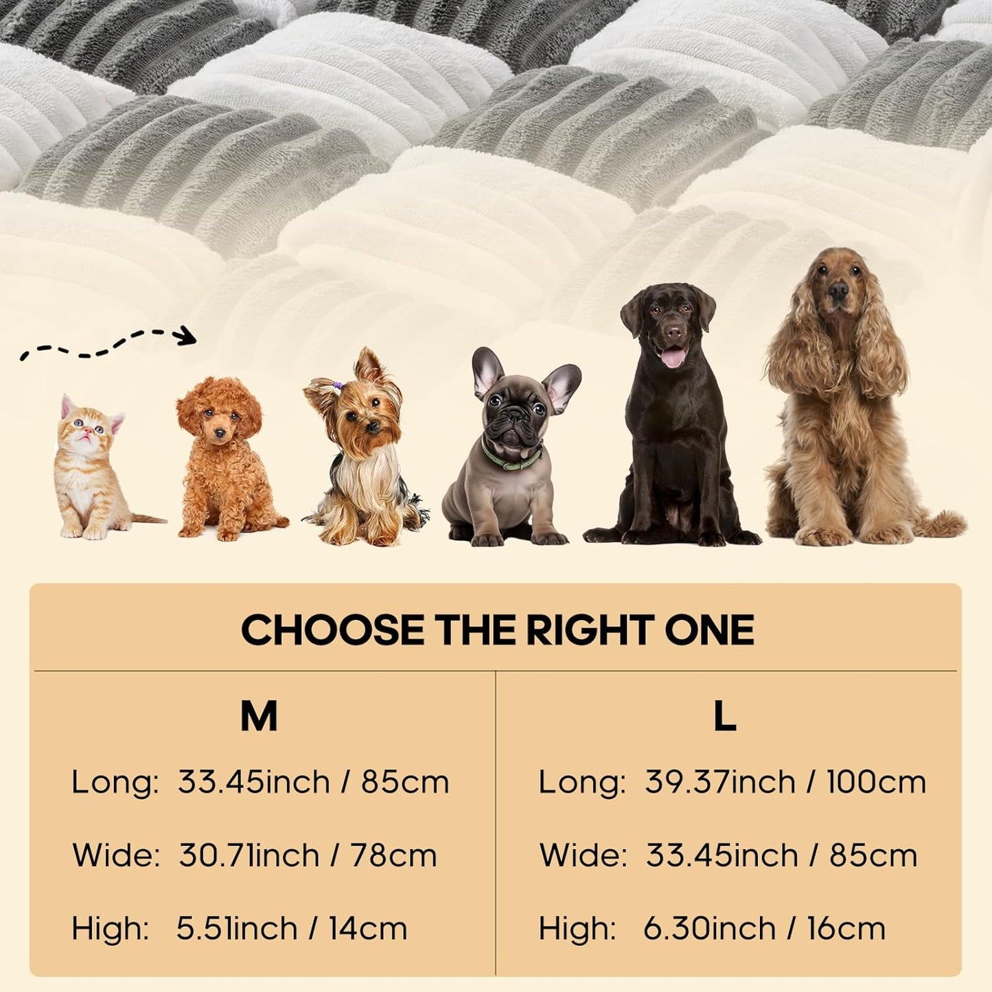 Dog Bed Fluffy Flannel Dog Mat for Furniture Protector,Non-Slip Plush Couch Covers for Pets, Washable Dog Cat Bed, Pet Friendly Dog Mat for Couches and Sofas(Grey, M-33.45 x 30.71 inch)
