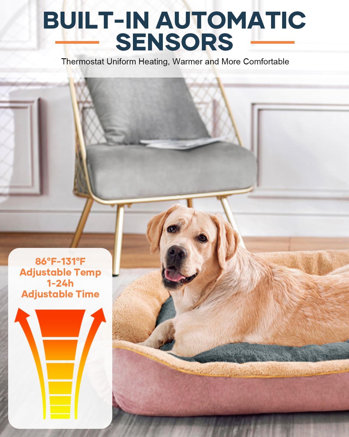 Pet Heating Pad, Waterproof Dog Cat Heating Pad with Timer Smart Thermostat Switch Chew Resistant Cord, Cat Heating Pad Indoor Heated Blanket Pet Heating Pads ((Large(28.0" L x 16.0" W x 0.6" Th)))