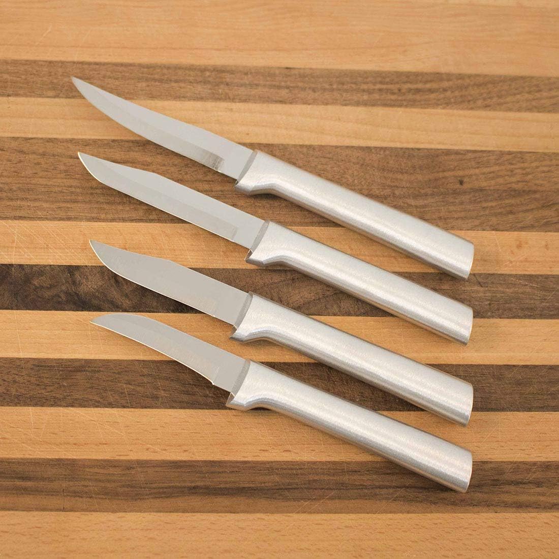 Rada Cutlery 4-Piece Granny, Peeling, Regular, and Heavy Duty Paring Knife Set, Stainless Steel Blades, Silver Handle