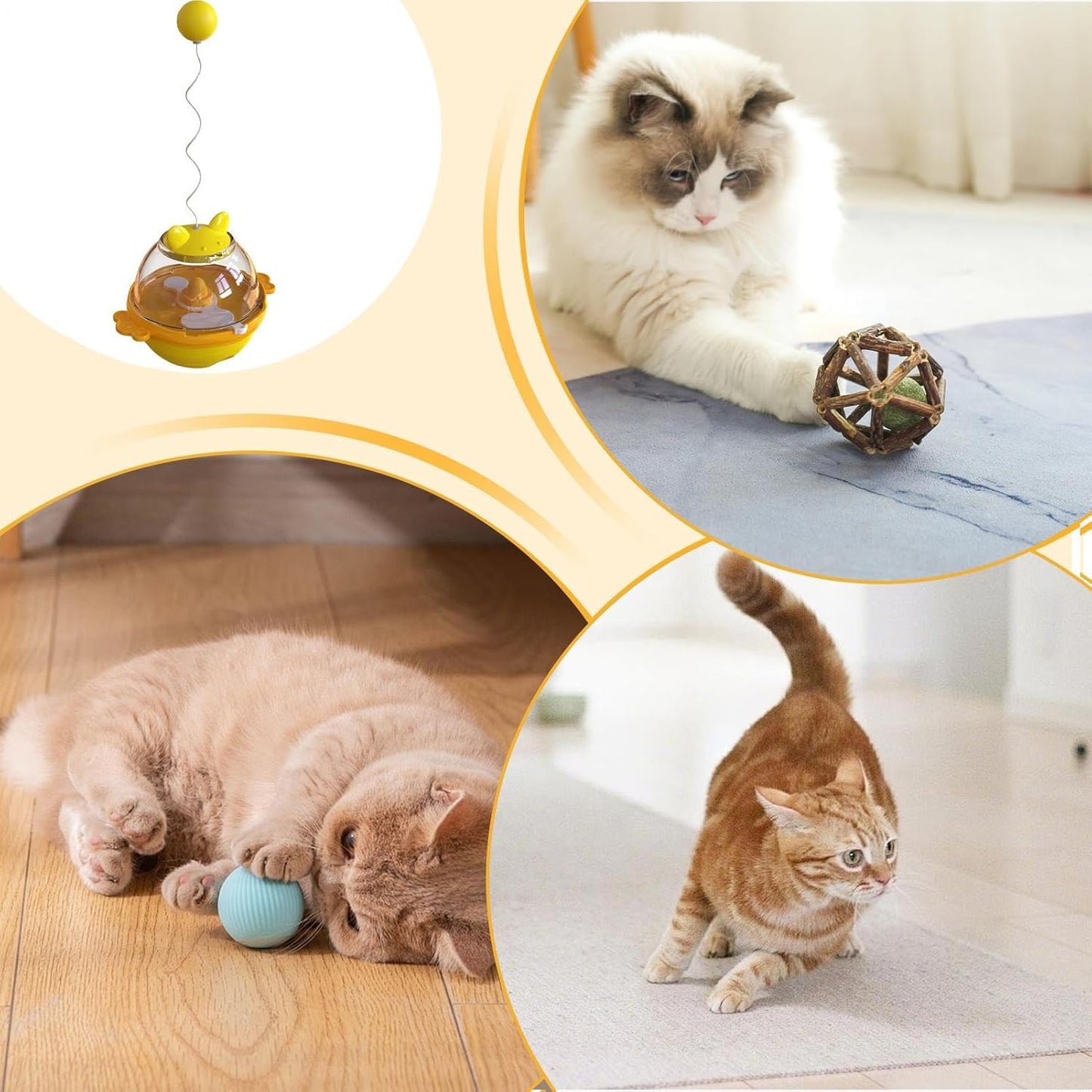 Cat Treat Toy, Puzzle Feeder, Interactive Trainer, 11.02x5.47x4.41 Inches Slow Dispensing Design, Durable Safe Material, Multicolor, for Indoor Cats, Garden, Bedroom, Home, Balcony, Study Use