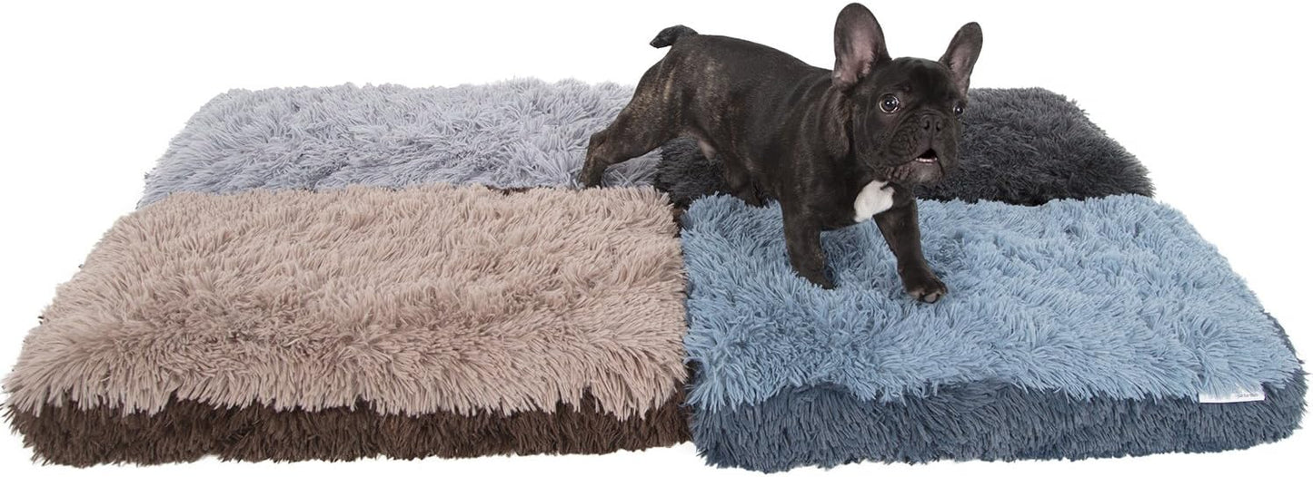Paws & Pals Dog Bed for Pets & Cats - Fuzzy Foam Deluxe Premium Bedding Cuddler Lounger Two-Toned Design for Home & Crate (Medium, Blue)