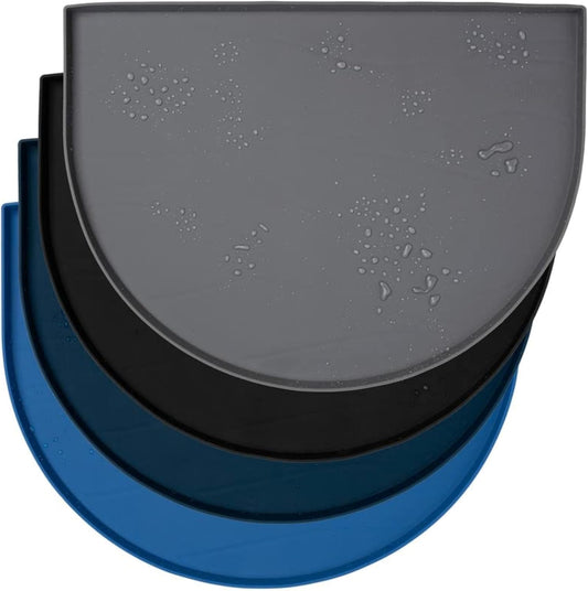 Leash Boss Fountain Mat, Silicone Water Mat Designed for Pet Fountains, Dog Gravity Water Bowls, Mats for Automatic Dispensing Cat Feeders up to 12" Diameter (Medium- 20 x 15 Inches, Gray)