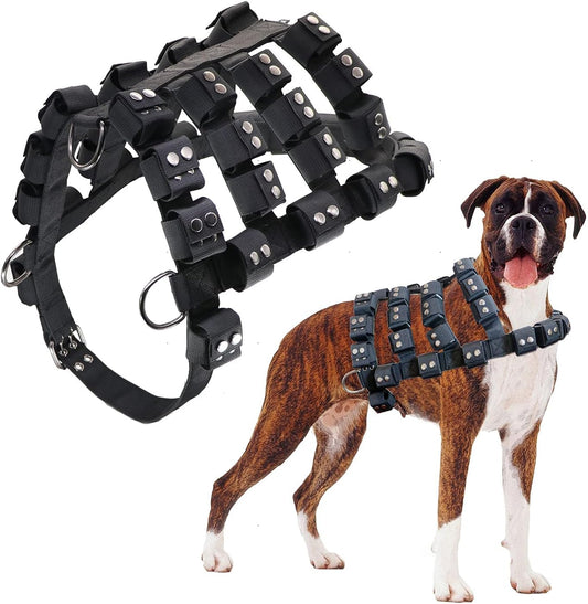 Dog Harness for Small Medium Large Dogs No Pull, Dog Weighted Vest, Tactical Dog Harness for Pit Bulls with Pockets (Adjustable Weight) - Weight Loss, Exercise, Walking, Muscle