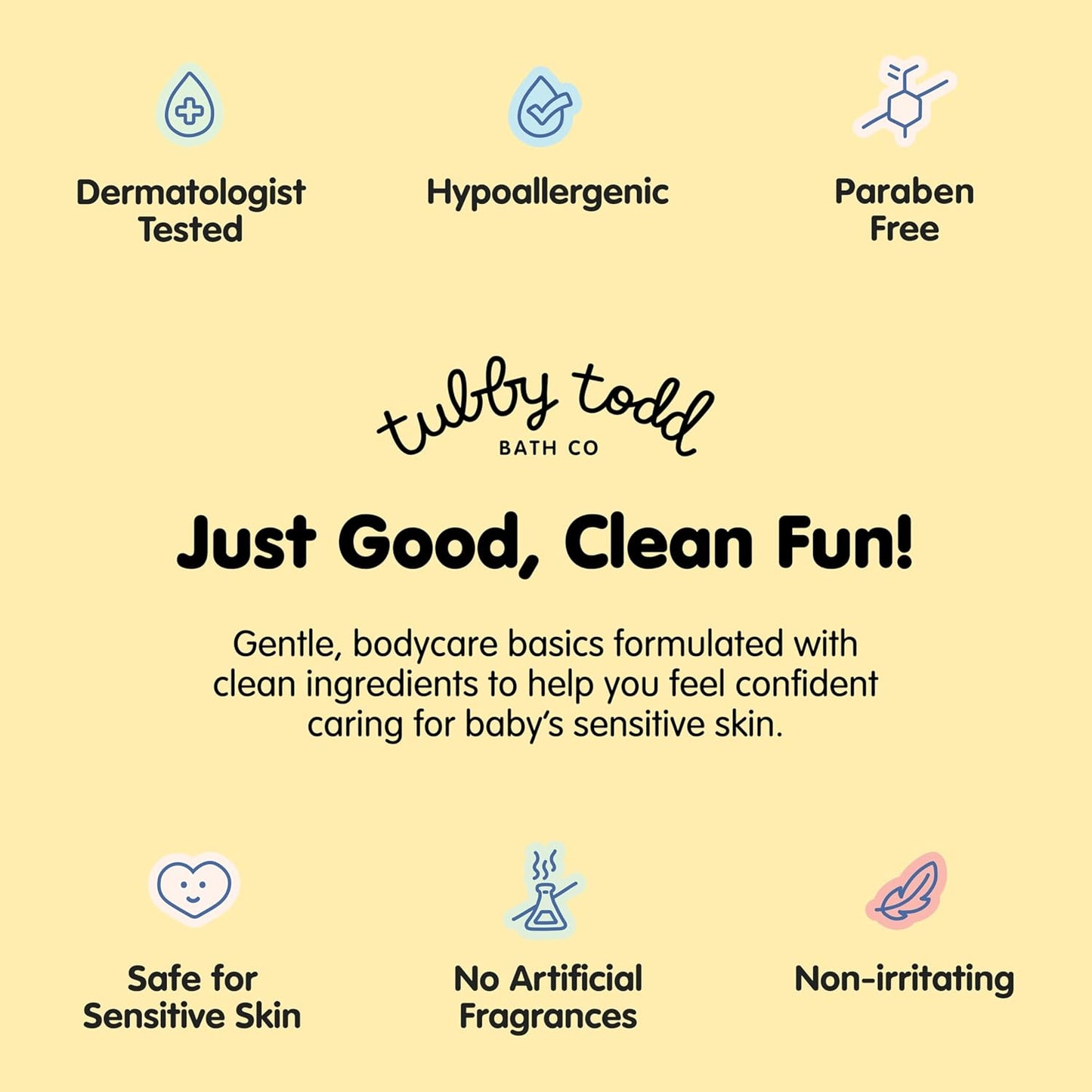 TUBBY TODD Baby Bundle Newborn Skin Care Set - Hypoallergenic Hair + Body Wash, All Over Ointment with Colloidal Oatmeal, Sweet Cheeks Diaper Paste - Fragrance Free, Standard Size