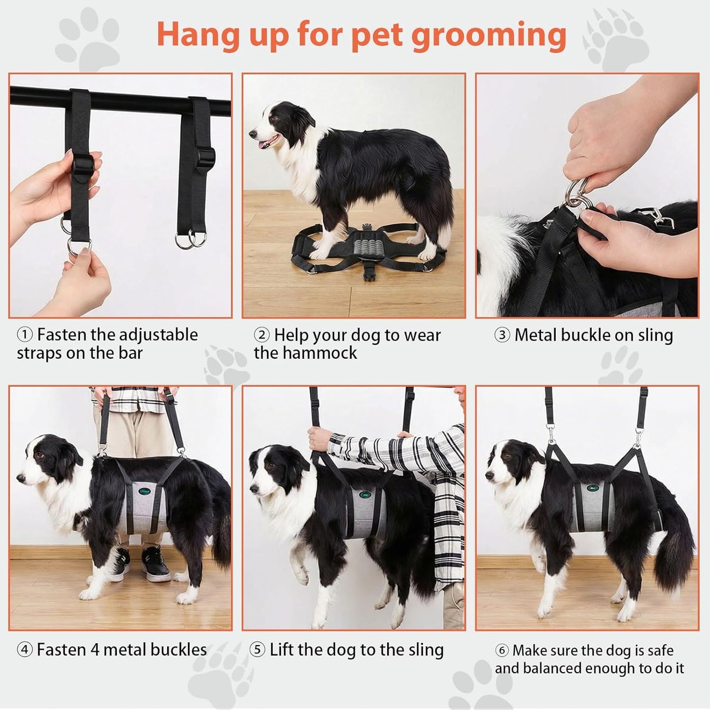 Ownpets Pet Grooming Hammock, Breathable Dog Grooming Hammock with Carabiners, Pet Grooming Harness Sling for Grooming, Hair Nail Trimming Cutting & More, M
